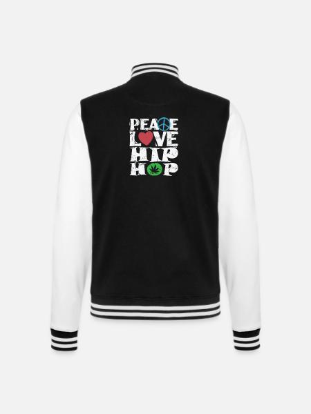 Peace Love Hip Hop Musikrichtung Rap - College-Sweatjacke - Schwarz/Weiß