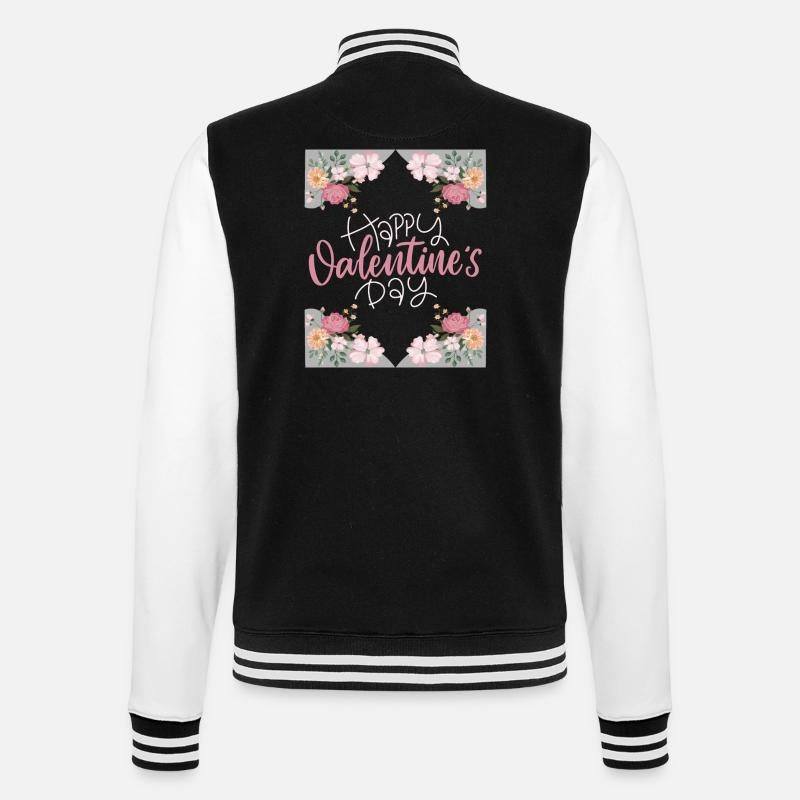 Saint-Valentin, Joyeuse-Saint-Valentin, dicton, fleurs - Veste Teddy - noir/blanc