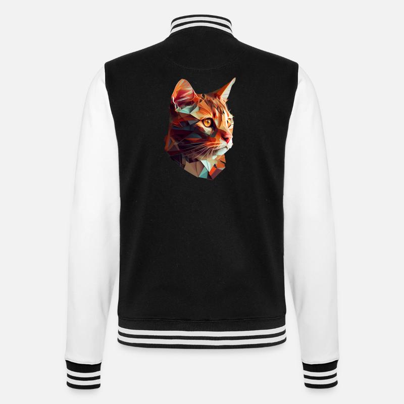 Cat Cats Kitten Polygon Cat - College Sweat Jacket - black/white
