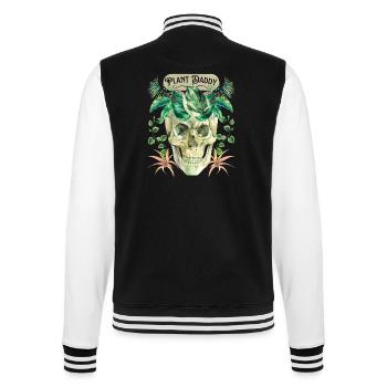 Lustiger Totenkopf, Plant-Daddy mit Grünpflanzen - College-Sweatjacke - Schwarz/Weiß - Hinten - Marisol (170cm)