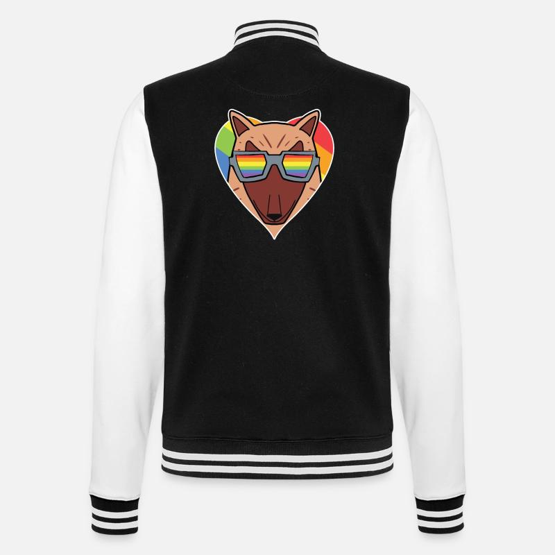 Rainbow - dog with glasses - College Sweat Jacket - black/white