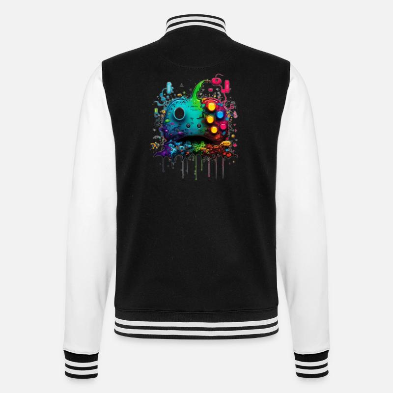 Neon Gaming Controller / Kontroller - College-Sweatjacke - Schwarz/Weiß