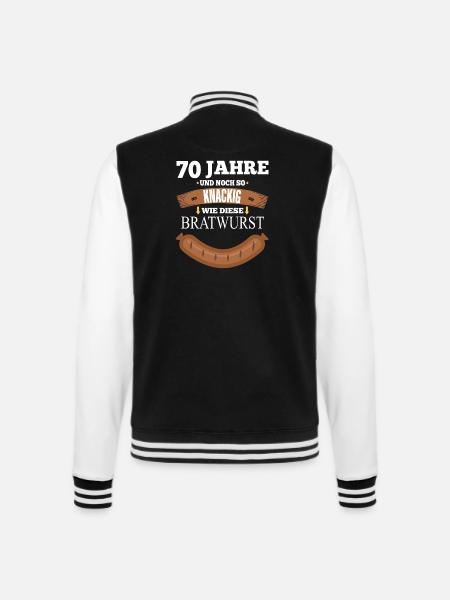 70 Jahre Bratwurst - 70.Geburtstag 1953 - College-Sweatjacke - Schwarz/Weiß