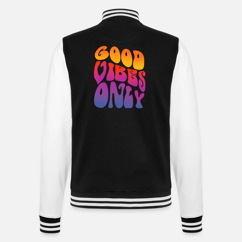 Good Vibes Only Retro Positivity - College Sweat Jacket - black/white