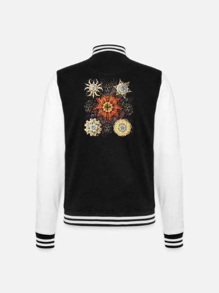 Qualle Meer, Haeckel Vintage-maritime Illustration - College-Sweatjacke - Schwarz/Weiß