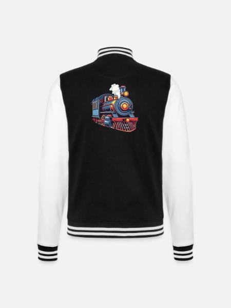 Niedliche Zug Eisenbahn Lokomotive - College-Sweatjacke - Schwarz/Weiß
