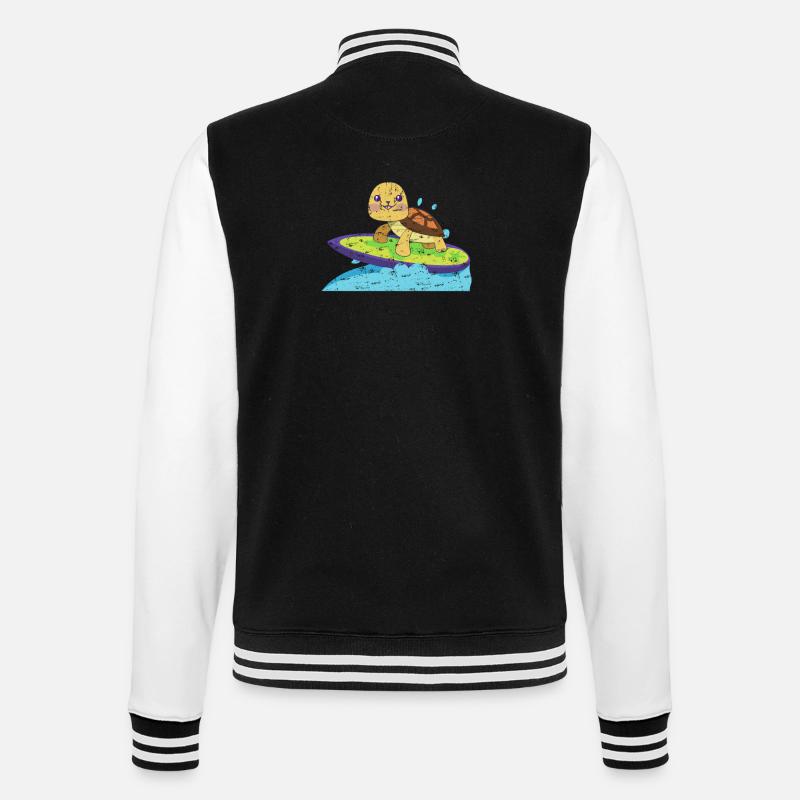 Turtle on surfboard - College Sweat Jacket - black/white