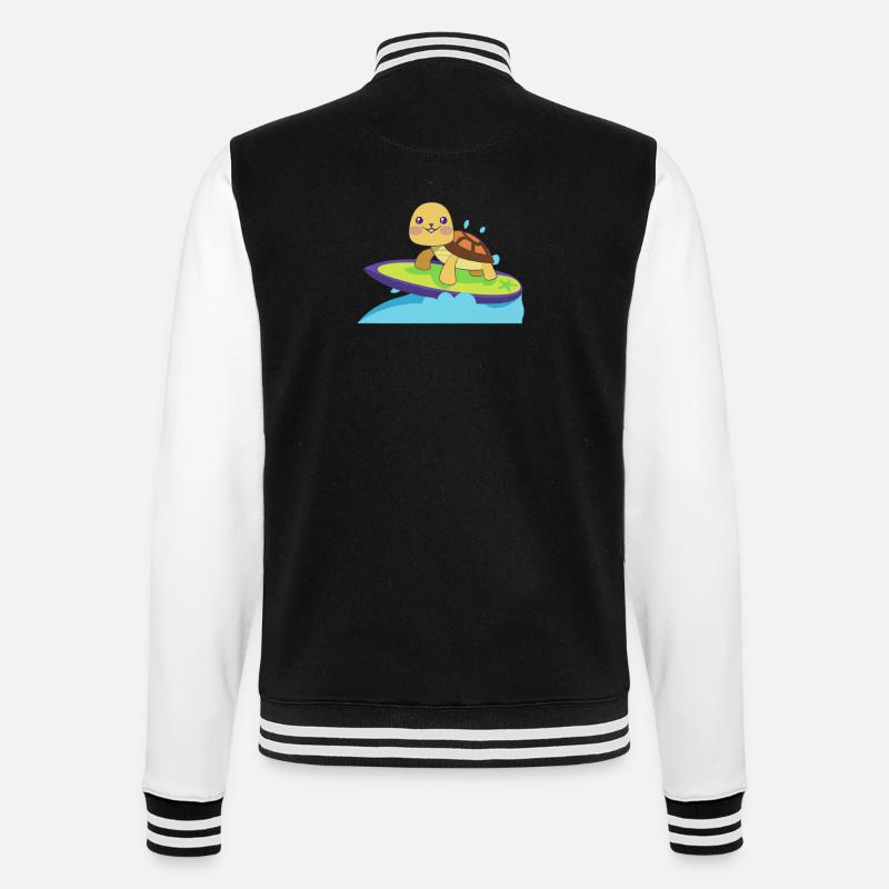 Turtle on surfboard - College Sweat Jacket - black/white