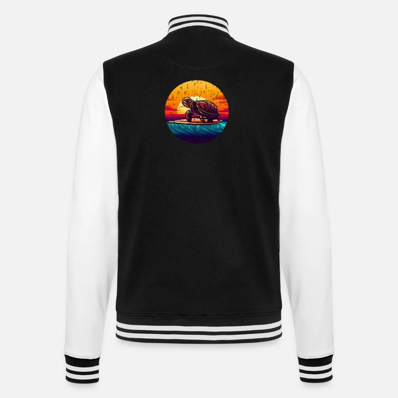 Turtle on surfboard Sunset - College Sweat Jacket - black/white