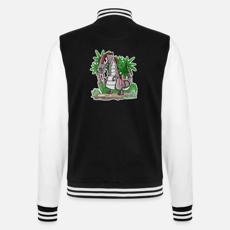 Robot Dino Dinosaur - College Sweat Jacket - black/white