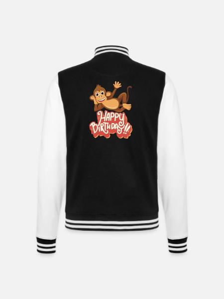 Happy-Birthday, lustiger Affe, Geburtstag Spruch - College-Sweatjacke - Schwarz/Weiß