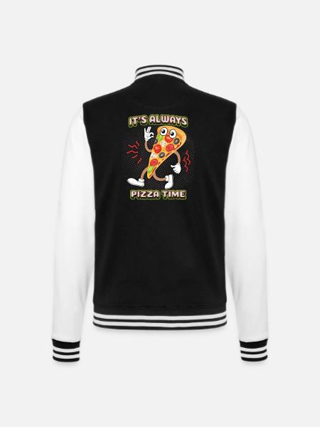 Pizza-Comic, lustiger Pizza-Spruch, Cartoon-Pizza - College-Sweatjacke - Schwarz/Weiß