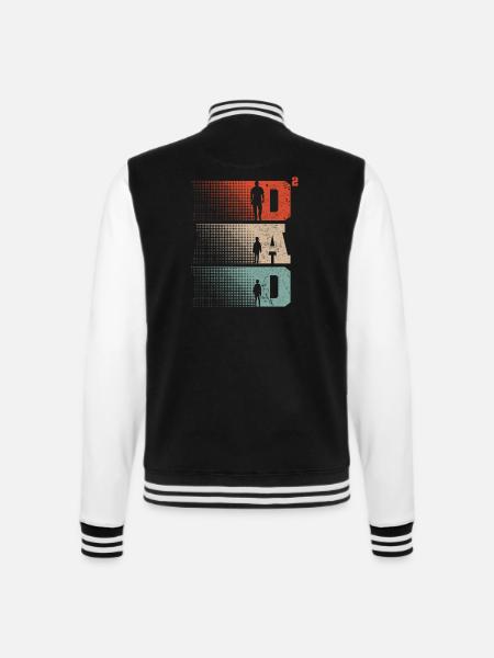 Dad Hoch 2 Papa Hoch 2 Kinder Zwei Jungen Retro - College-Sweatjacke - Schwarz/Weiß