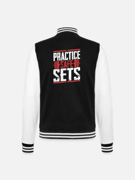 Practice Safe Sets Weight Lifting Workout Training - College-Sweatjacke - Schwarz/Weiß
