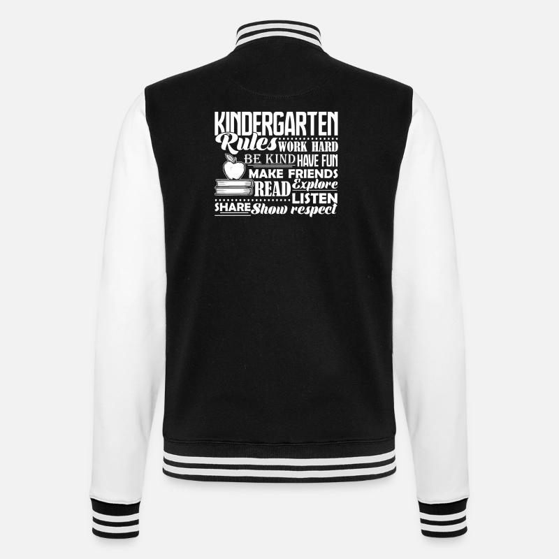 Kindergarten Teacher Kindergarten Rules - College Sweat Jacket - black/white
