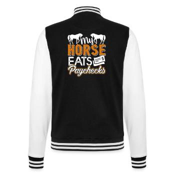 Horse My Horse Eats Paychecks - College Sweat Jacket - black/white - Back - Marisol (170cm)
