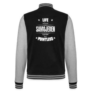 Life is possible but pointless - Samoyed - College Sweat Jacket - black/heather grey - Back - Marisol (170cm)