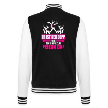 Junggesellenabschied Poltern Polterabend JGA - College-Sweatjacke - Schwarz/Weiß - Hinten - Marisol (170cm)
