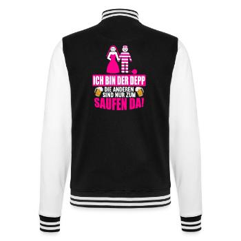 Junggesellenabschied Poltern Polterabend JGA - College-Sweatjacke - Schwarz/Weiß - Hinten - Marisol (170cm)