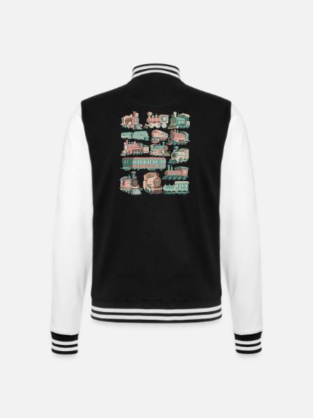Zug Doodles Lokomotive Eisenbahn Lok Gleise Bahn - College-Sweatjacke - Schwarz/Weiß