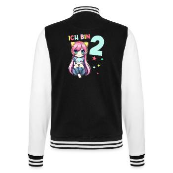 2 Jahre Mädchen Anime Kawaii Katze 2. Geburtstag - College-Sweatjacke - Schwarz/Weiß - Hinten - Marisol (170cm)
