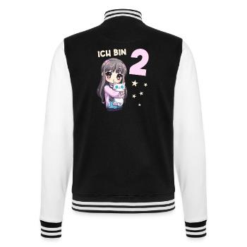 2 Jahre Mädchen Anime Kawaii Katze 2. Geburtstag - College-Sweatjacke - Schwarz/Weiß - Hinten - Marisol (170cm)