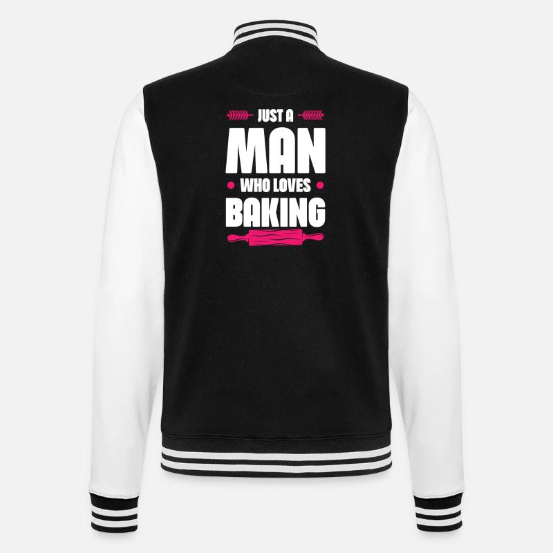 Man Loves Baking - College-Sweatjacke - Schwarz/Weiß