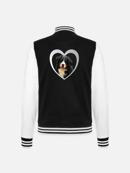 Hundeliebhaber - Hunde Herz - Berner Sennenhund - College-Sweatjacke - Schwarz/Weiß
