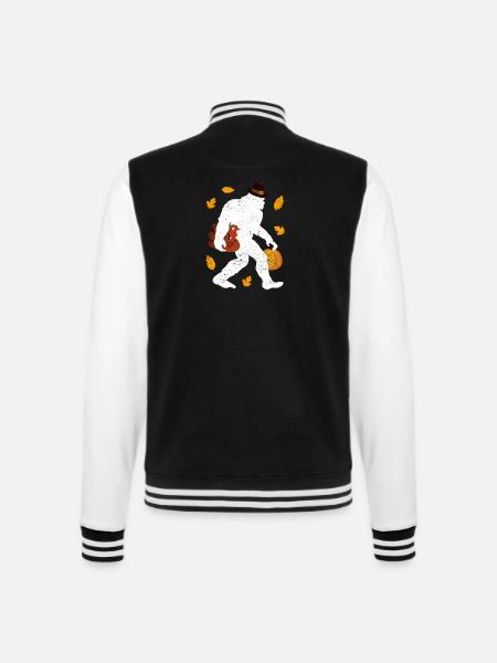 Bigfoot Pilgrim Truthahn Kürbis Thanksgiving Day - College-Sweatjacke - Schwarz/Weiß
