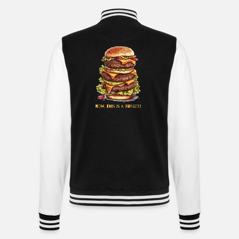 nun, das ist ein Burger - College-Sweatjacke - Schwarz/Weiß