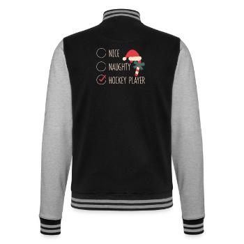 Cute naughty hockey player Christmas - College Sweat Jacket - black/heather grey - Back - Marisol (170cm)