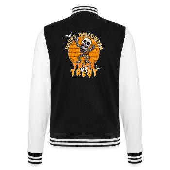 Halloween Design gruseliges Skelett Design - College-Sweatjacke - Schwarz/Weiß - Hinten - Marisol (170cm)