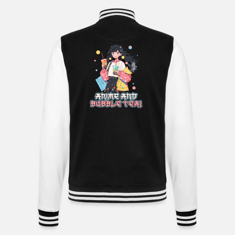 Anime et Boba Bubble Tea - Veste Teddy - noir/blanc