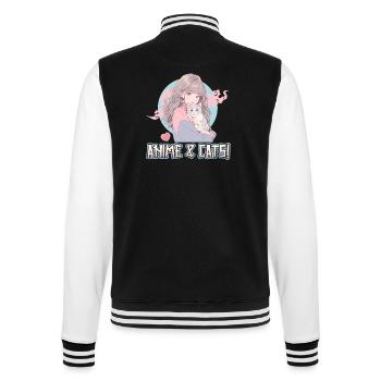 Anime and Cats Kawaii Mädchen Anime - College-Sweatjacke - Schwarz/Weiß - Hinten - Marisol (170cm)
