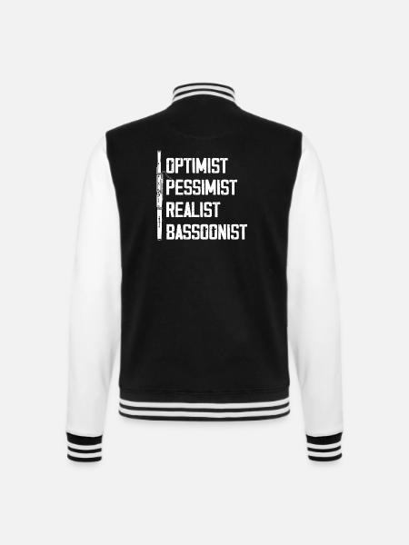 optimist pessimist realist bassoonist Design - College-Sweatjacke - Schwarz/Weiß