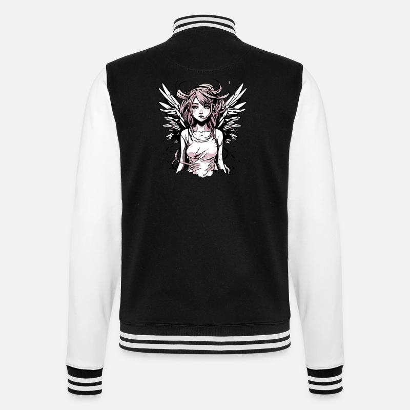Modernes Engel Mädchen - College-Sweatjacke - Schwarz/Weiß