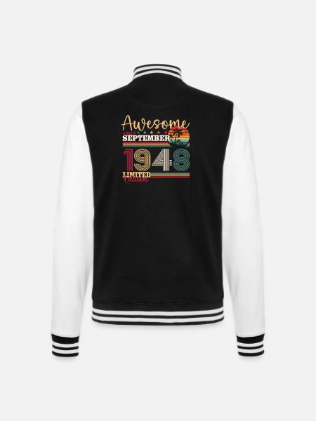 75. Geburtstag September Jahrgang 1948 Awesome - College-Sweatjacke - Schwarz/Weiß