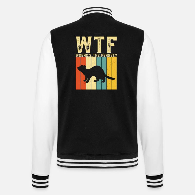 Frettchen - College-Sweatjacke - Schwarz/Weiß