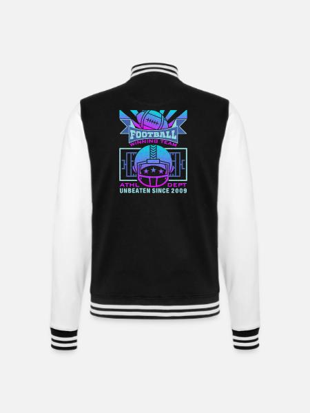 Football, American Football, mit Helm - College-Sweatjacke - Schwarz/Weiß