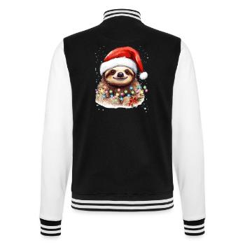 Faultier Grafik, Lustiges Faultier Weihnachten Pyjama - College-Sweatjacke - Schwarz/Weiß - Hinten - Marisol (170cm)