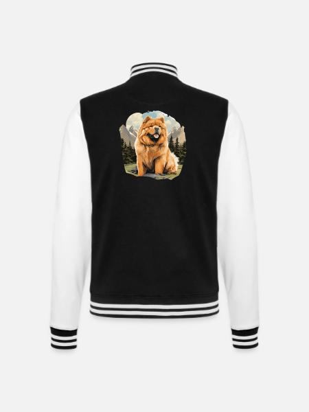 Hund Chow Chow - College-Sweatjacke - Schwarz/Weiß