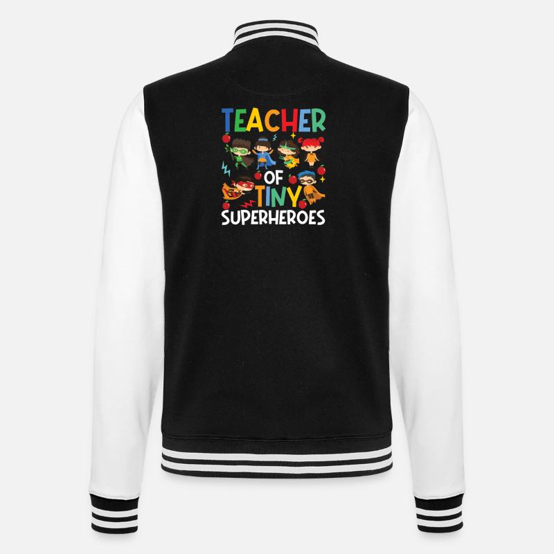 Tiny Superhero Teacher Funny - College Sweat Jacket - black/white