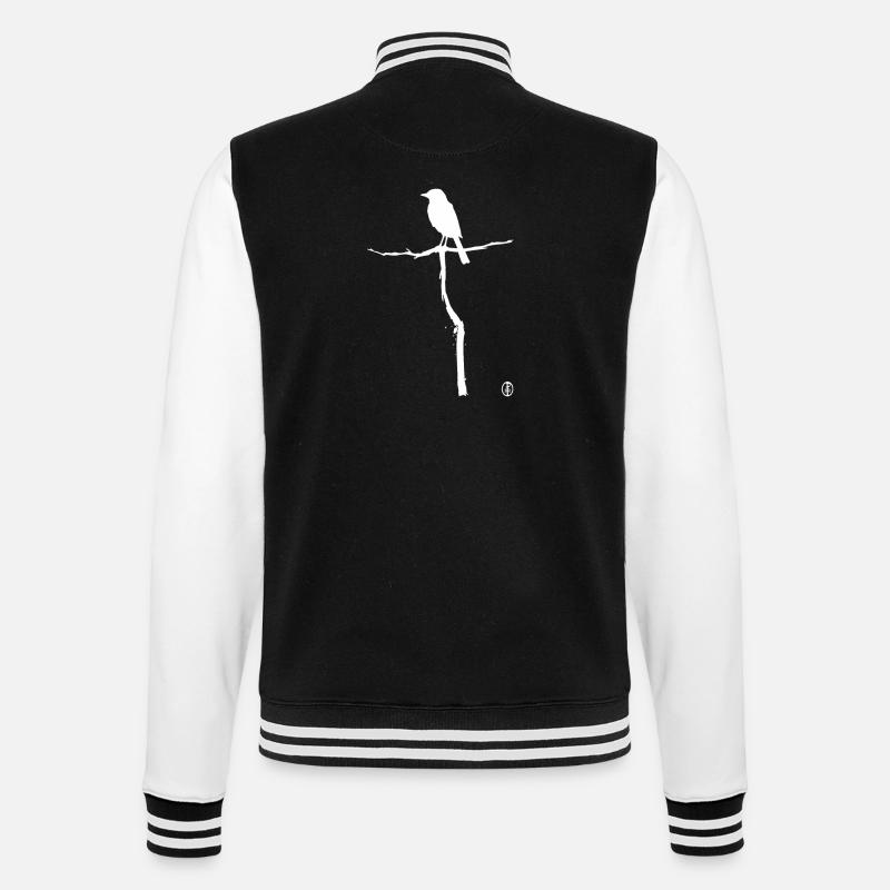 Oiseau sur une branche - Veste Teddy - noir/blanc