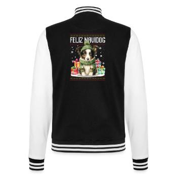 Border Collie Hund Feliz Navidog - Feliz Navidad Ch - College-Sweatjacke - Schwarz/Weiß - Hinten - Marisol (170cm)