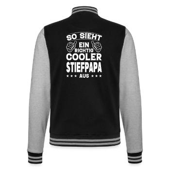 So Sieht Ein Richtig Cooler Stiefpapa Aus Geschenk - College-Sweatjacke - Schwarz/Grau meliert - Hinten - Marisol (170cm)