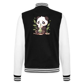 Kawaii Panda trinkt Boba Bubble Tea Chibi - College-Sweatjacke - Schwarz/Weiß - Hinten - Marisol (170cm)