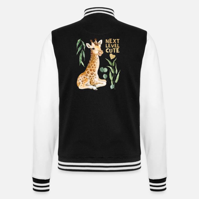 Comic Giraffe, lustiger Spruch - College-Sweatjacke - Schwarz/Weiß