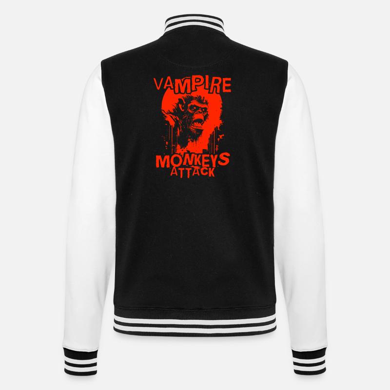 Vampire Monkey Attack - College Sweat Jacket - black/white