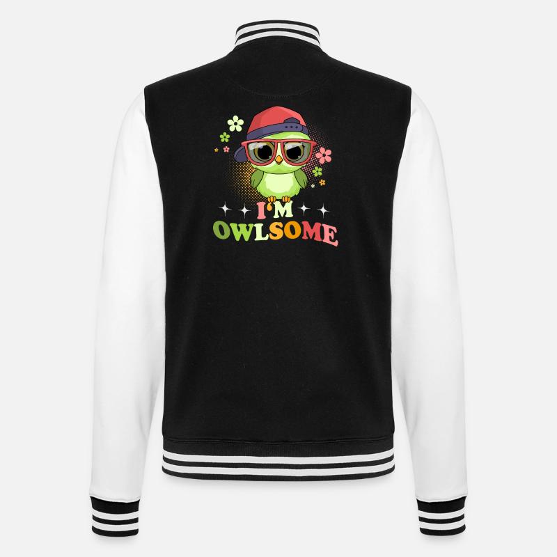 Eule Eulen I`m Owlsome - College-Sweatjacke - Schwarz/Weiß