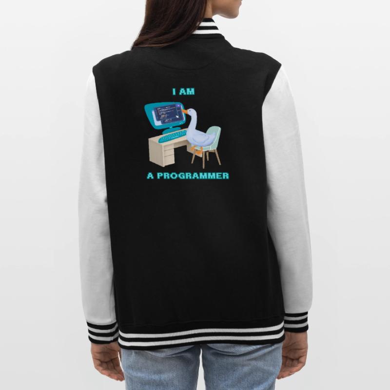 A Programmer Duck, a Fun Design for Programmers College Sweat Jacket